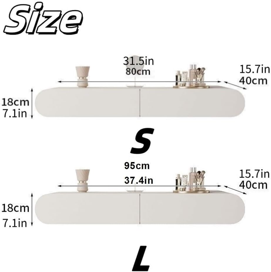 Floating Vanity Makeup Table with Drawers, Wall Mounted Makeup Vanity, Floating Desk, Space-Saving Corner Vanity Desk, Floating Dressing Table, Wall Vanity for Small Spaces,L
