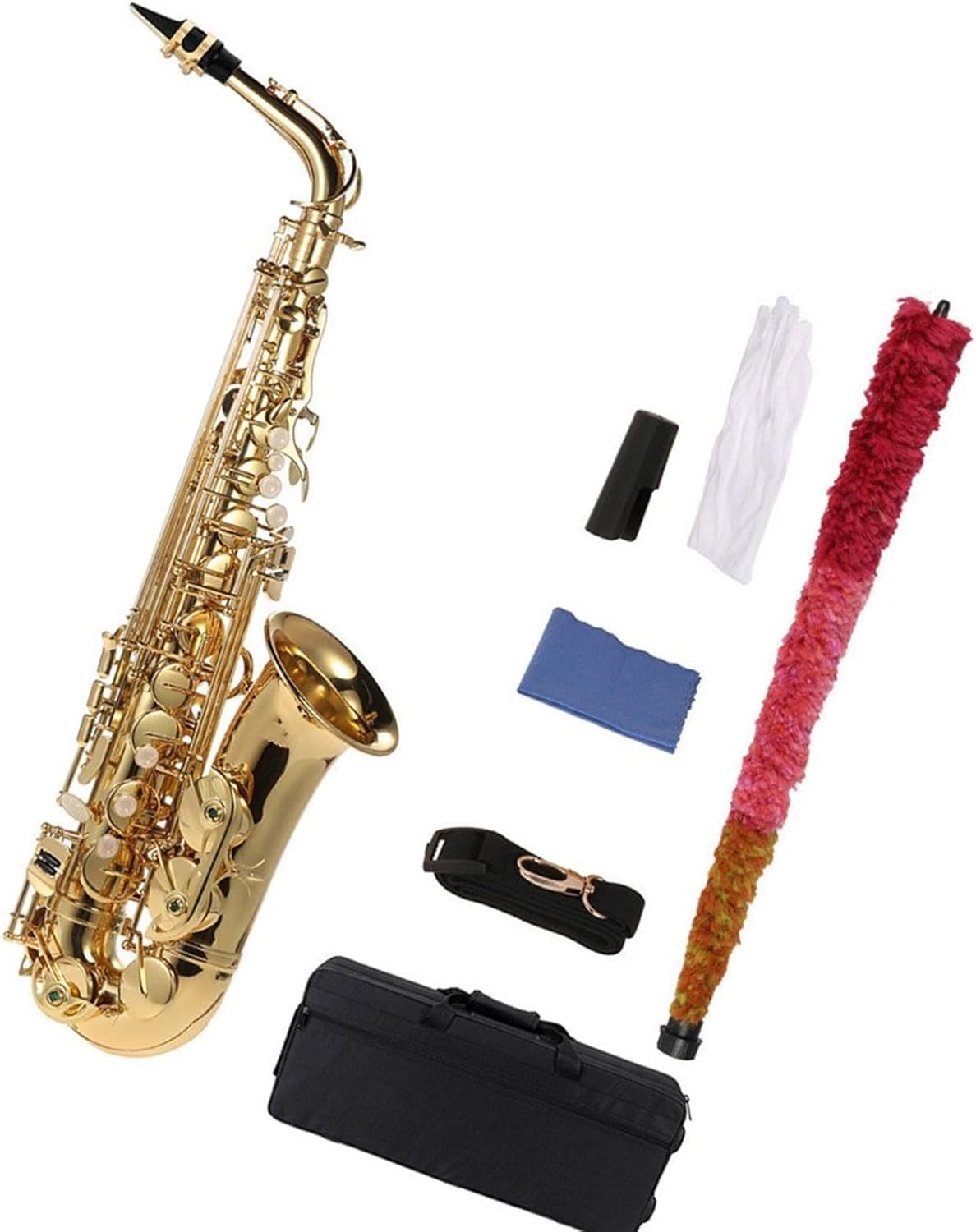 EB Alto Saxophone Brass Lacquered Gold E Flat Sax 802 Key Type Woodwind Instrument with Case