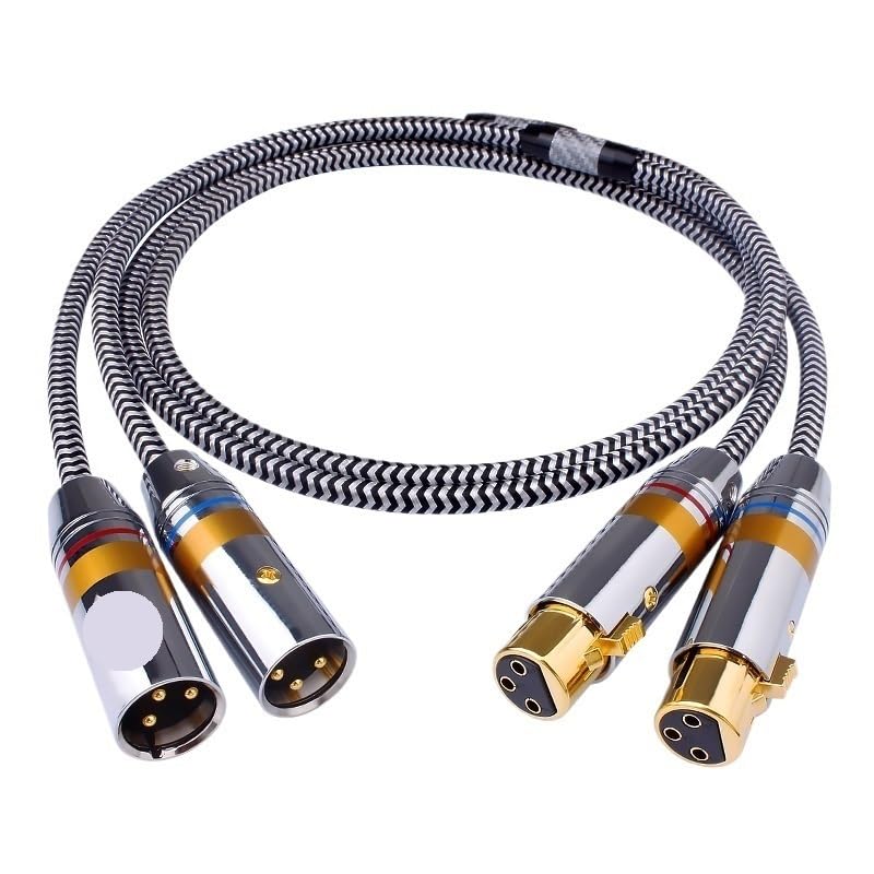 1 Pair Hi-End 7N OCC Silver-Plating XLR Balanced Audio Cable 3 Pin 2 XLR Male to Female Audio Cable(2m)