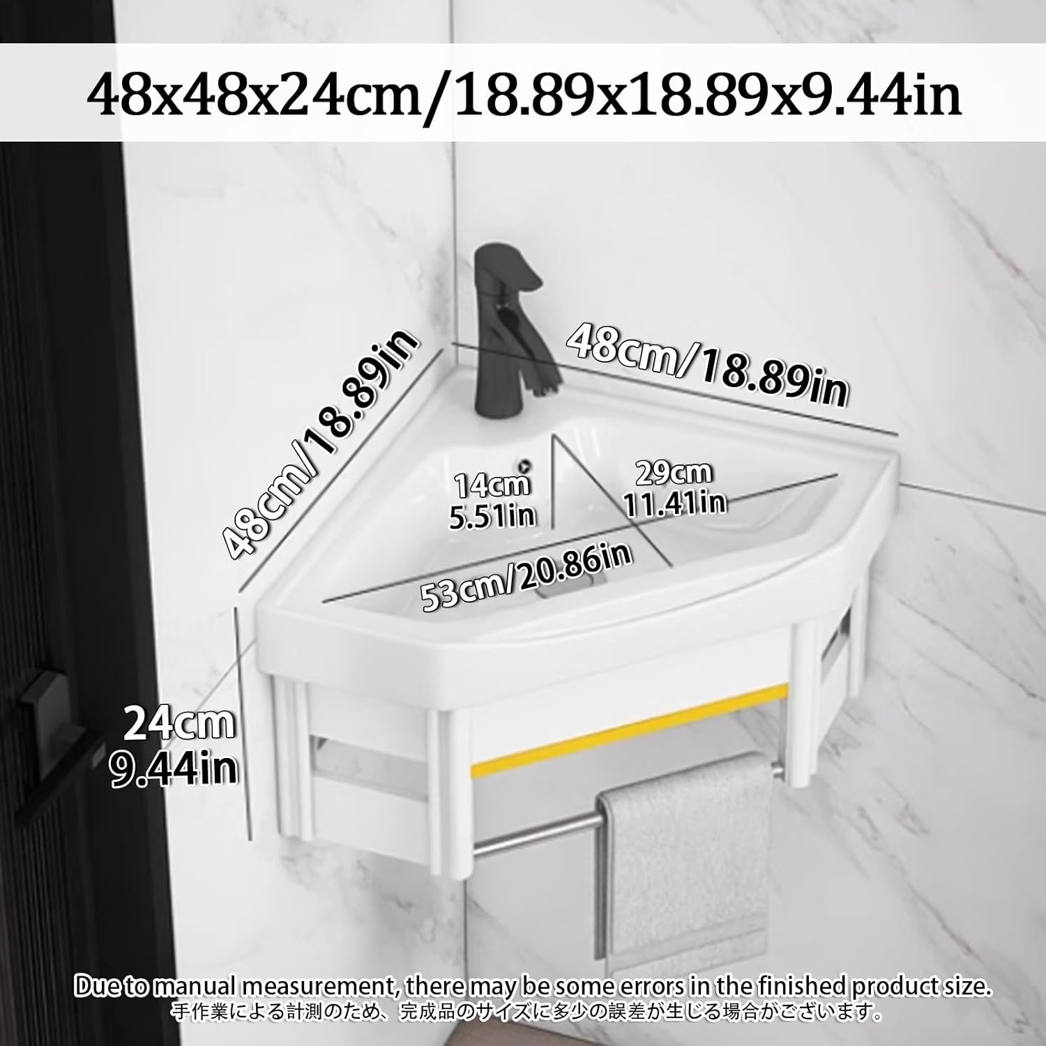 Small Vessel Sink Wall Mount Bathroom Sinks Floating Bathroom Sink Triangle Corner Bathroom Sink Corner Wall Mount Multifunctional Practical Ceramic Sink With Single Hole And Overflow For Hom