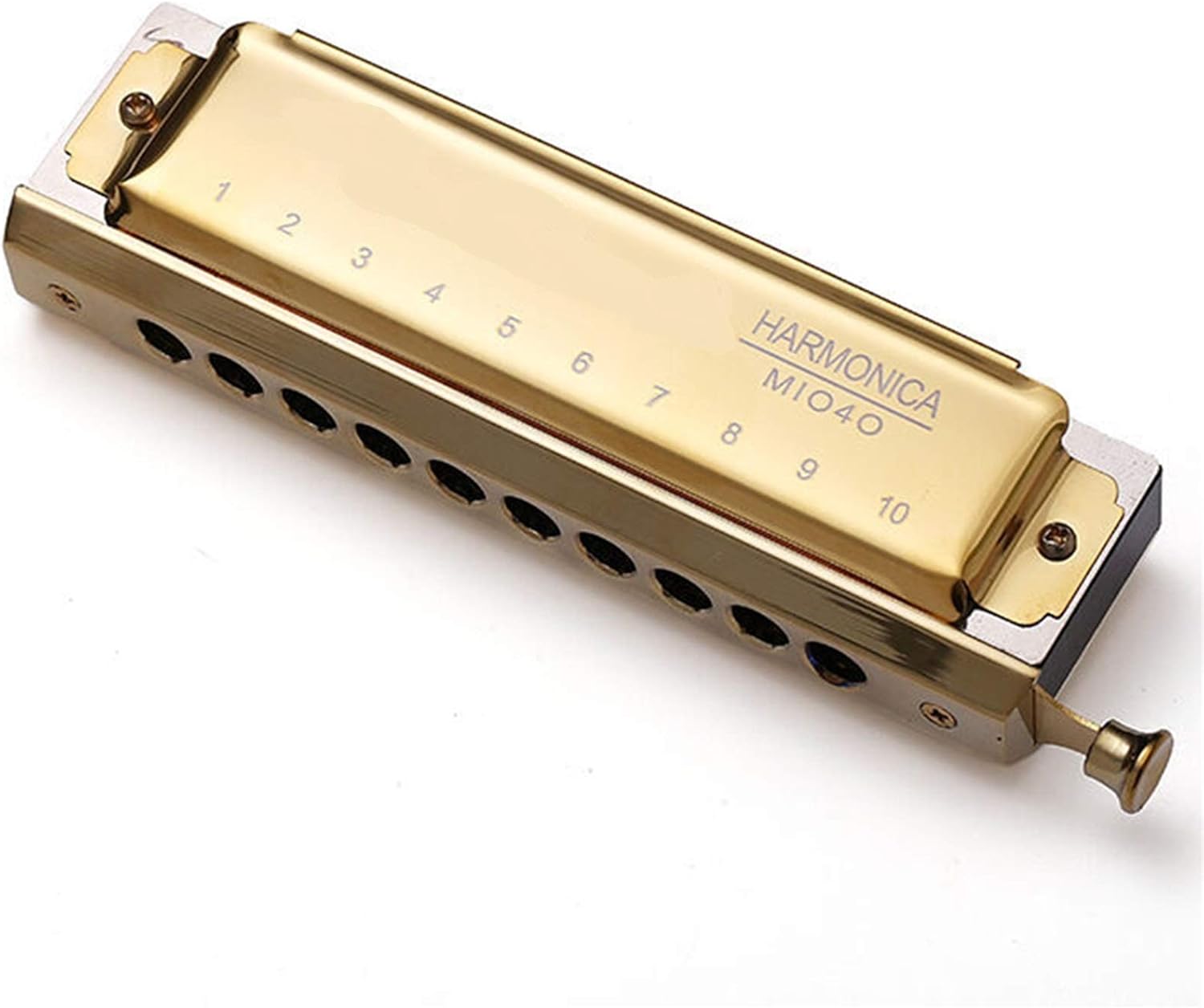 Folk Instruments Chromatic Harmonica 10 Holes Blues Harp Mouth Organ Key C Note Piano Types Harmonica Wood Music Instrument (Color : Golden Key of C)