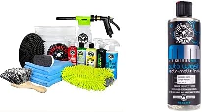 Chemical Guys CWS_995_16CW 14-Piece Arsenal Builder Car Wash Kit W/Foam Gun, Bucket and (5) 16 oz Car Care Cleaning Chemicals (Works w/Garden Hose) with Meticulous Matte Car Wash Soap, 16 oz