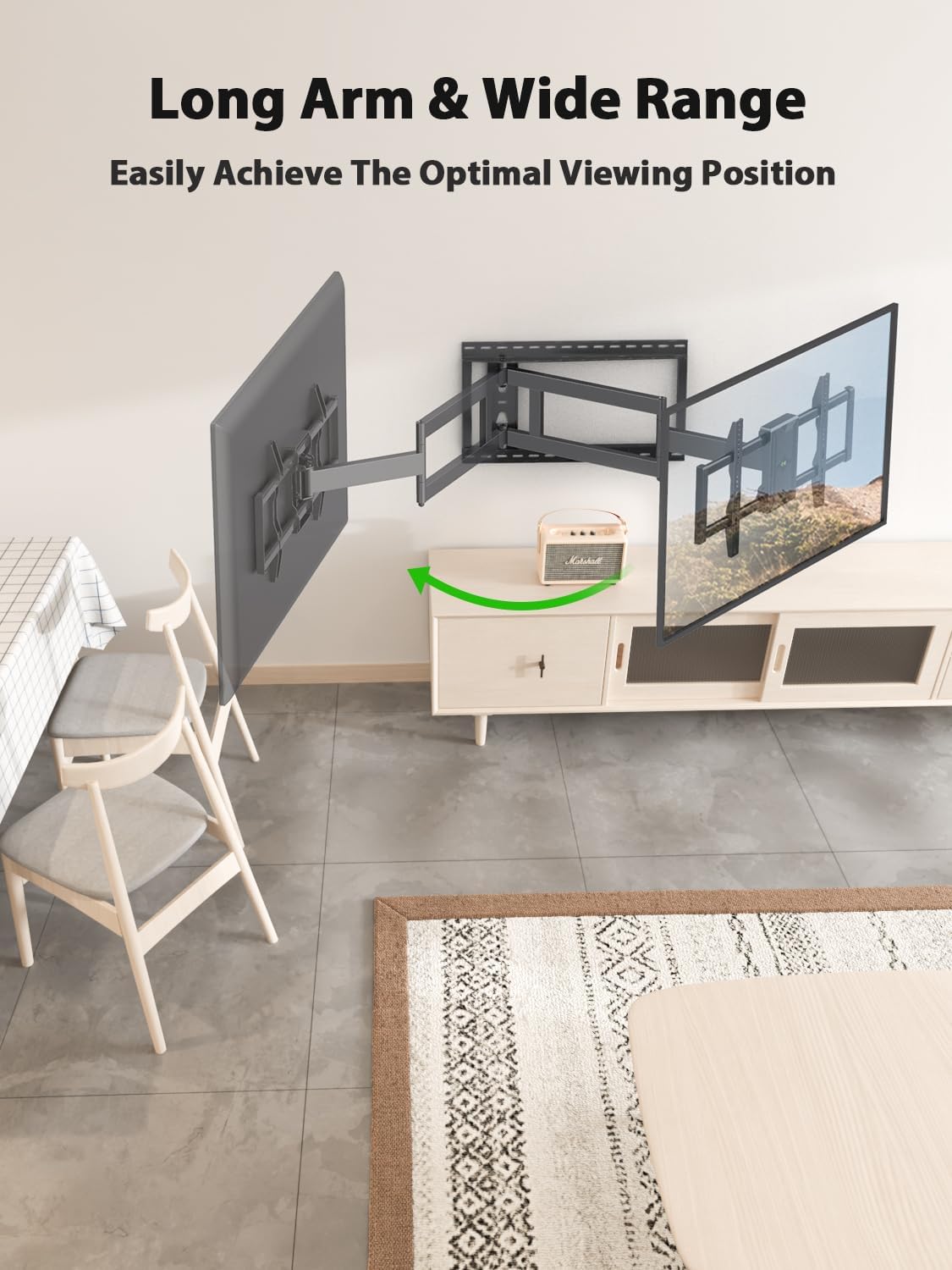 USX Mount Heavy Duty Long Arm TV Wall Mount for Most 42-95 inch tv 40 Inch Extension Full Motion TV Mount，Wall Mount Bracket with Swivel and Tilt, Up to 150lbs Fits 16” 18” 24” Stud VESA 800x400mm