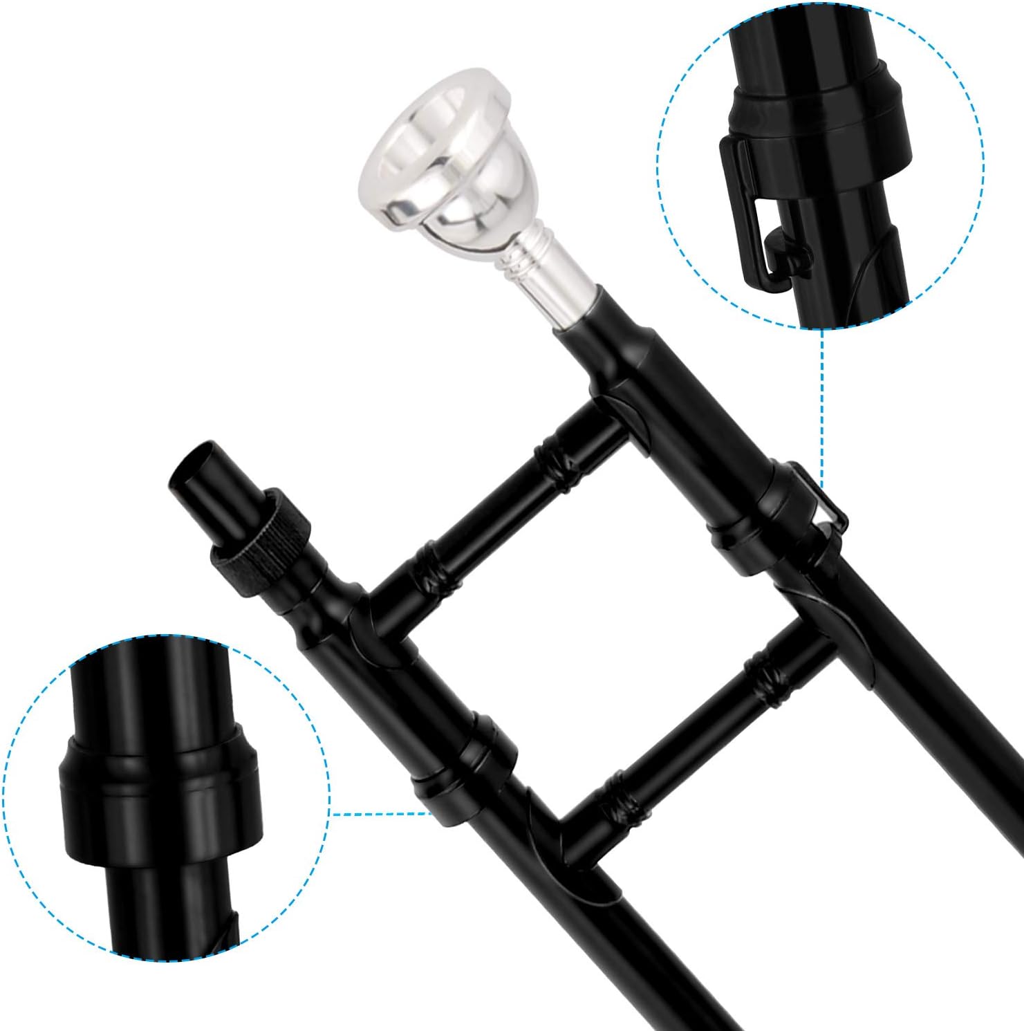 EASTROCK Bb Tenor Slide Trombone Brass Musical Instrument with Hard Case,Mouthpiece,Gloves,Cleaning Cloth for Beginners Standard Bell(7.87