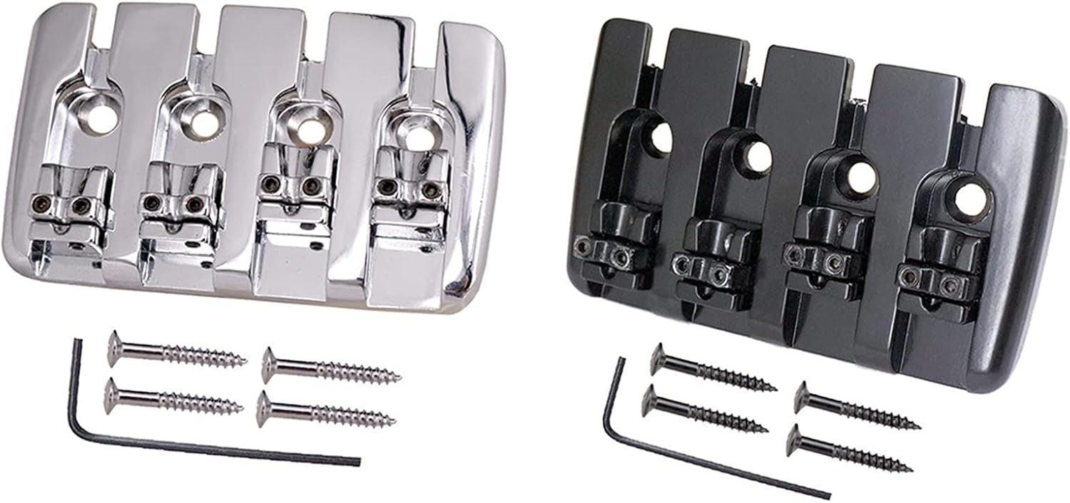 Guitar Bridge System Set High End Guitar Saddle Bridge Tailpiece String Instruments for 4 String Electric Bass Guitar Parts (Color : Black)