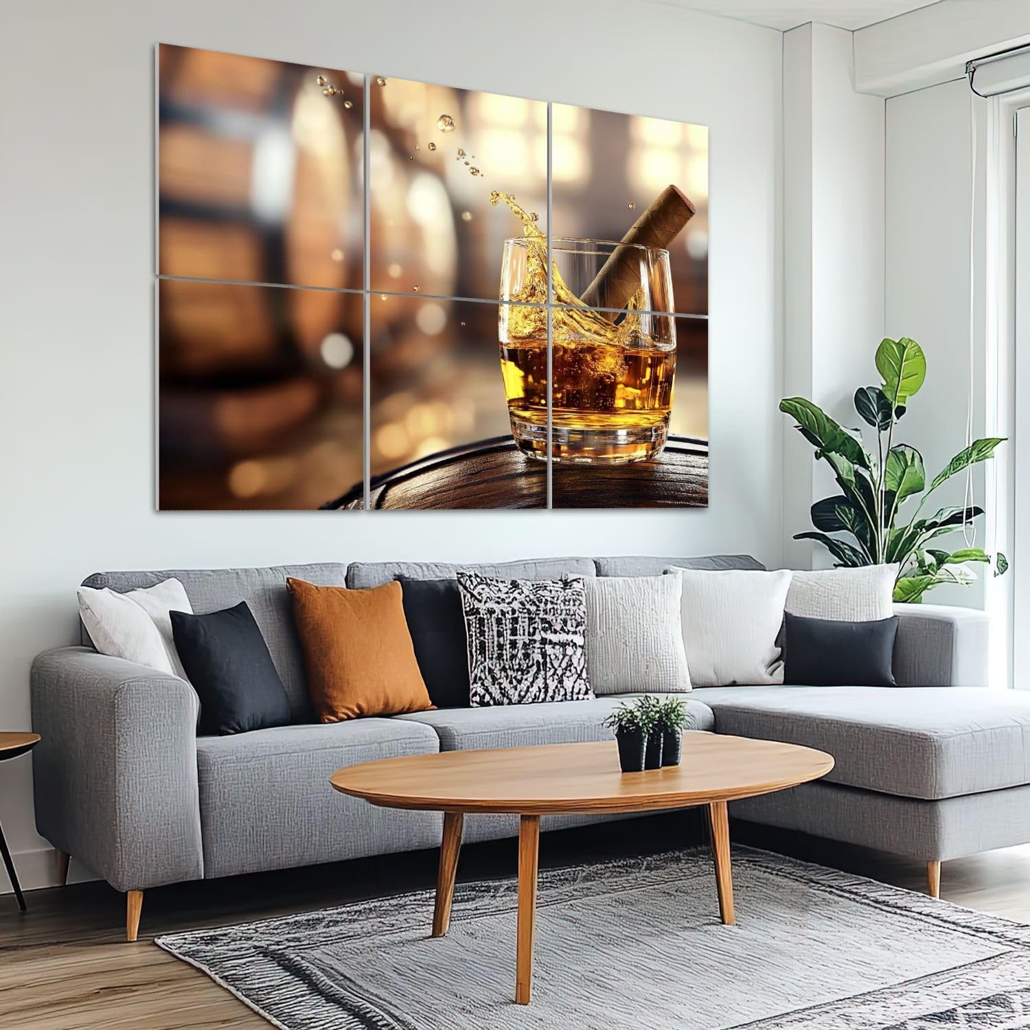 6 Pack Art Acoustic Panels Sound Absorbing Cigar Wine Whisky Liquor Still Life Whiskey Glass Spraying Liquid Decorative Soundproof Wall Panels Self Adhesive for Recording Studios Office 72