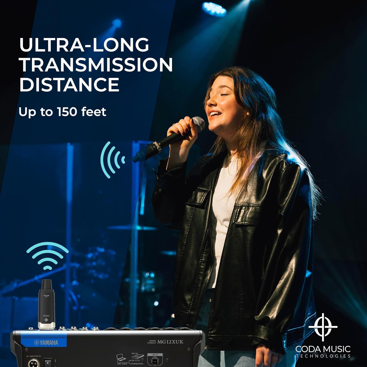 AirSync - Wireless XLR Transmitter and Receiver, UHF Wireless Microphone System for 150ft Range, Rechargeable Wireless Microphone Adapter for Dynamic & Condenser Microphones, Mixers, PA System, USB-C