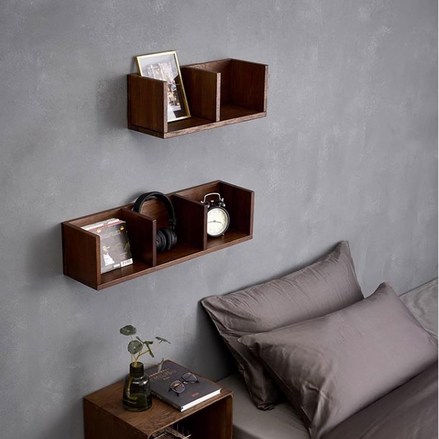 Floating Wall Shelves Rustic Wall Mount Floating Shelves, Cube Multi Grid Display Case Floating Organizer Rack, Farmhouse Style Home Decor for Bathroom, Kitchen, Bedroom, Living Room Shelving Wall Mou
