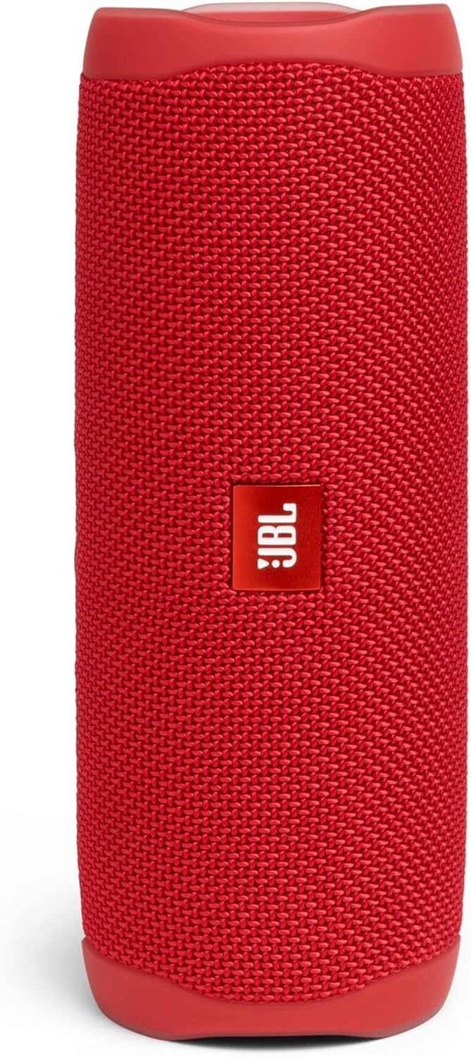 JBL Flip 5 Waterproof Portable Wireless Bluetooth Speaker Bundle with Deluxe CCI Silicone Protective Carrying Sleeve (Red) (Renewed)