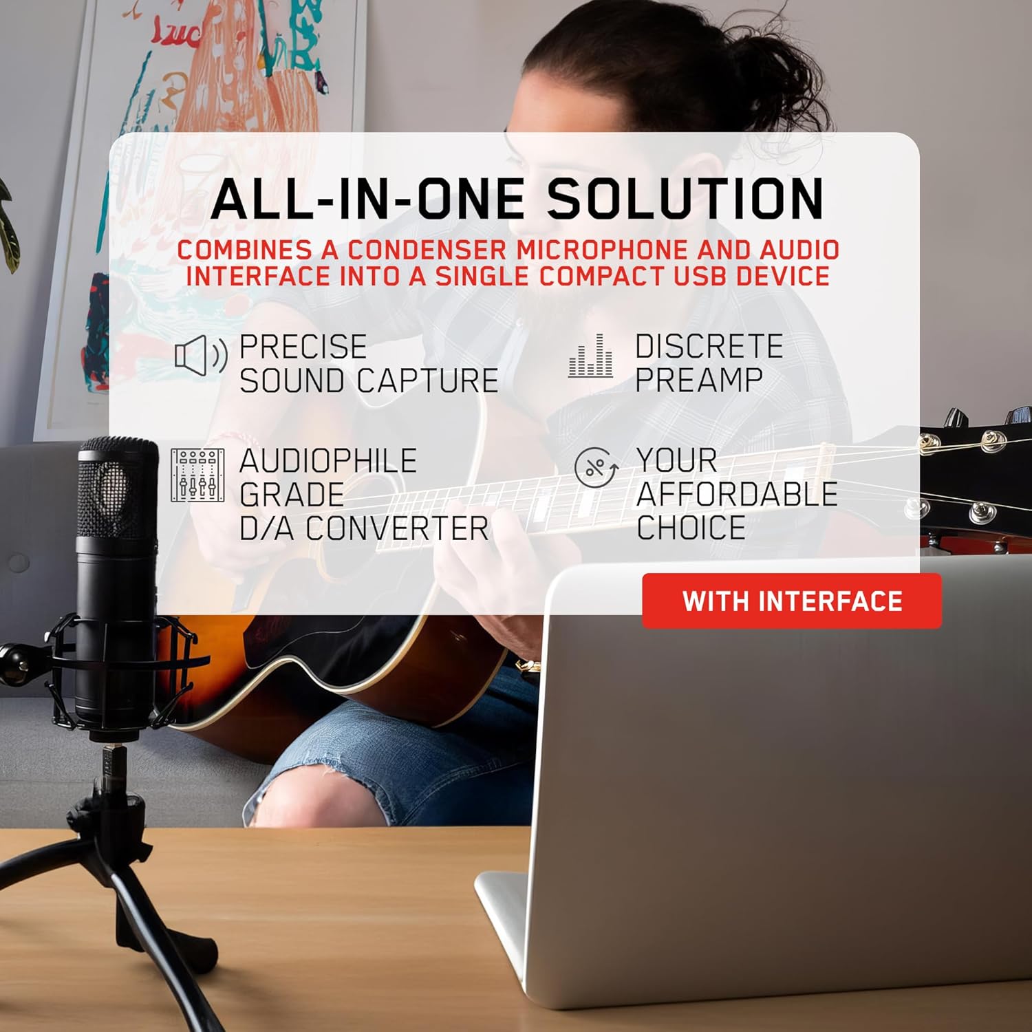 Antelope Audio Axino Synergy Core USB Podcast Microphone for Laptop, PC — All-In-One Large Diaphragm Vocal Recording Microphone w/Onboard Emulations & Effects — Dynamic Condenser Mic + Audio Interface