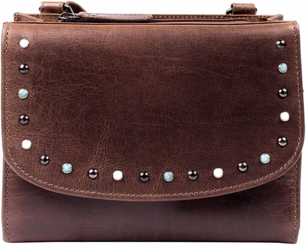 Lady Conceal Concealed Carry Purse for Women - Raelynn Leather Rfid Crossbody Organizer, Locking Zippers & Universal Holster