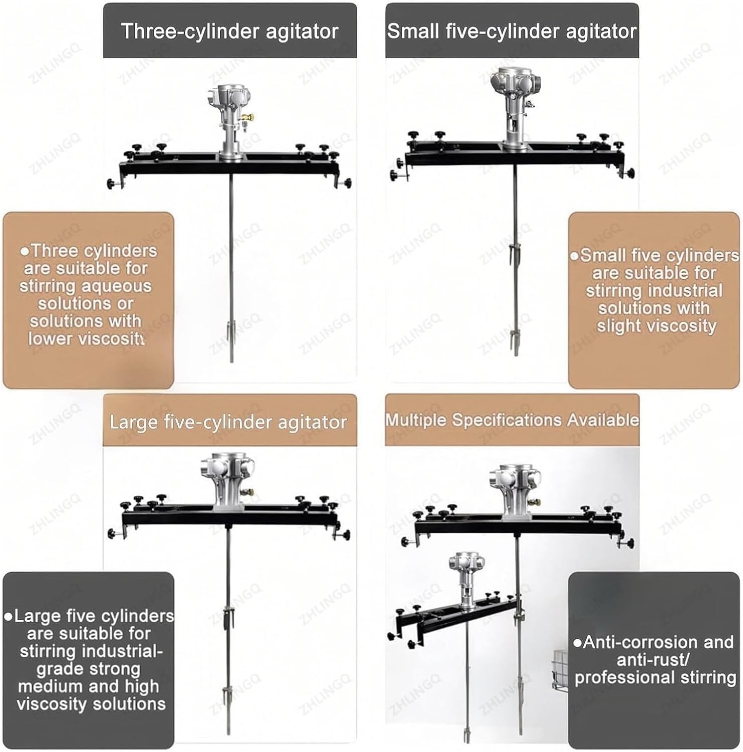 Paint Mixer Machine, Air Agitators, Tank Mixer Machine 1000L 220 Gallon, Ideal Air Agitator with Support Hanger for Ink Dissolver Agitator(Small5Cylinders)