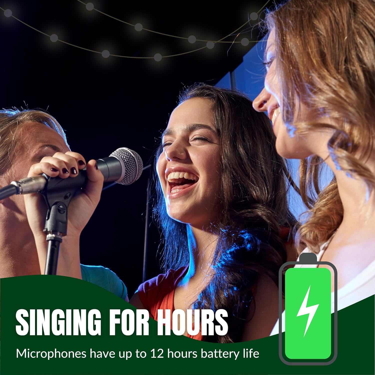 MUSYSIC 4-Channel Professional Wireless UHF Microphone System, 300ft Range Fixed Frequency Dynamic Handheld Microphones for Singing, Karaoke, Church, DJ