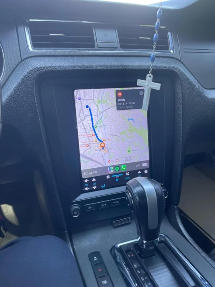 Double Din Car Stereo for 2011 Ford Mustang Radio 4+64G 9.7-inch Android 15 IPS Touchscreen Screen with Carplay & Android Auto Support Backup Camera GPS Navigation Bluetooth SWC FM RDS WiFi MIC