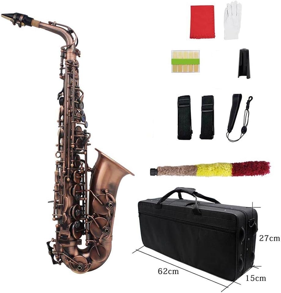 EB Alto Saxophone Woodwind Instrument Black Nickel with Case Beginner Saxophone (Color : 2)