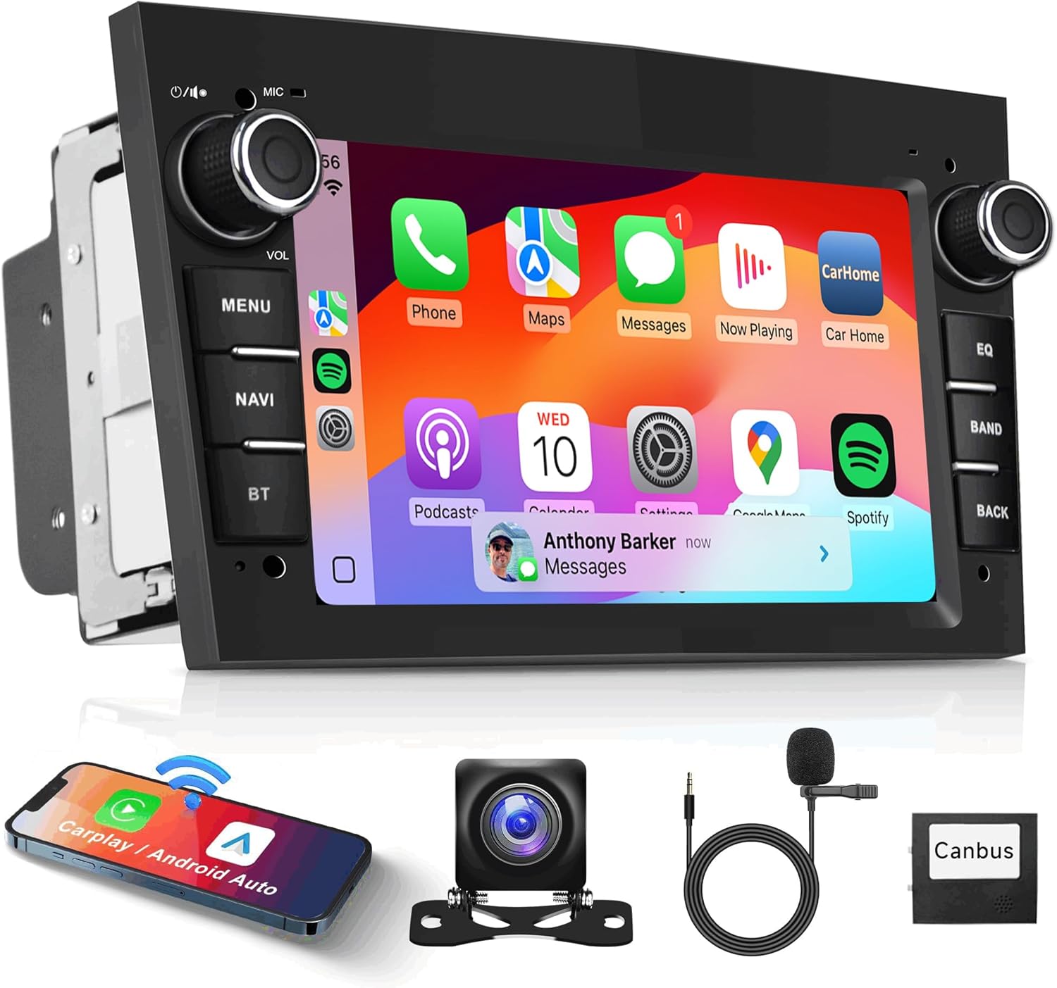 Car Stereo 2-Din Digital Media Receiver for Opel Corsa 2006-2011 for Opel Astra 2004-2009, Car Audio Receivers with CarPlay Android Auto 7