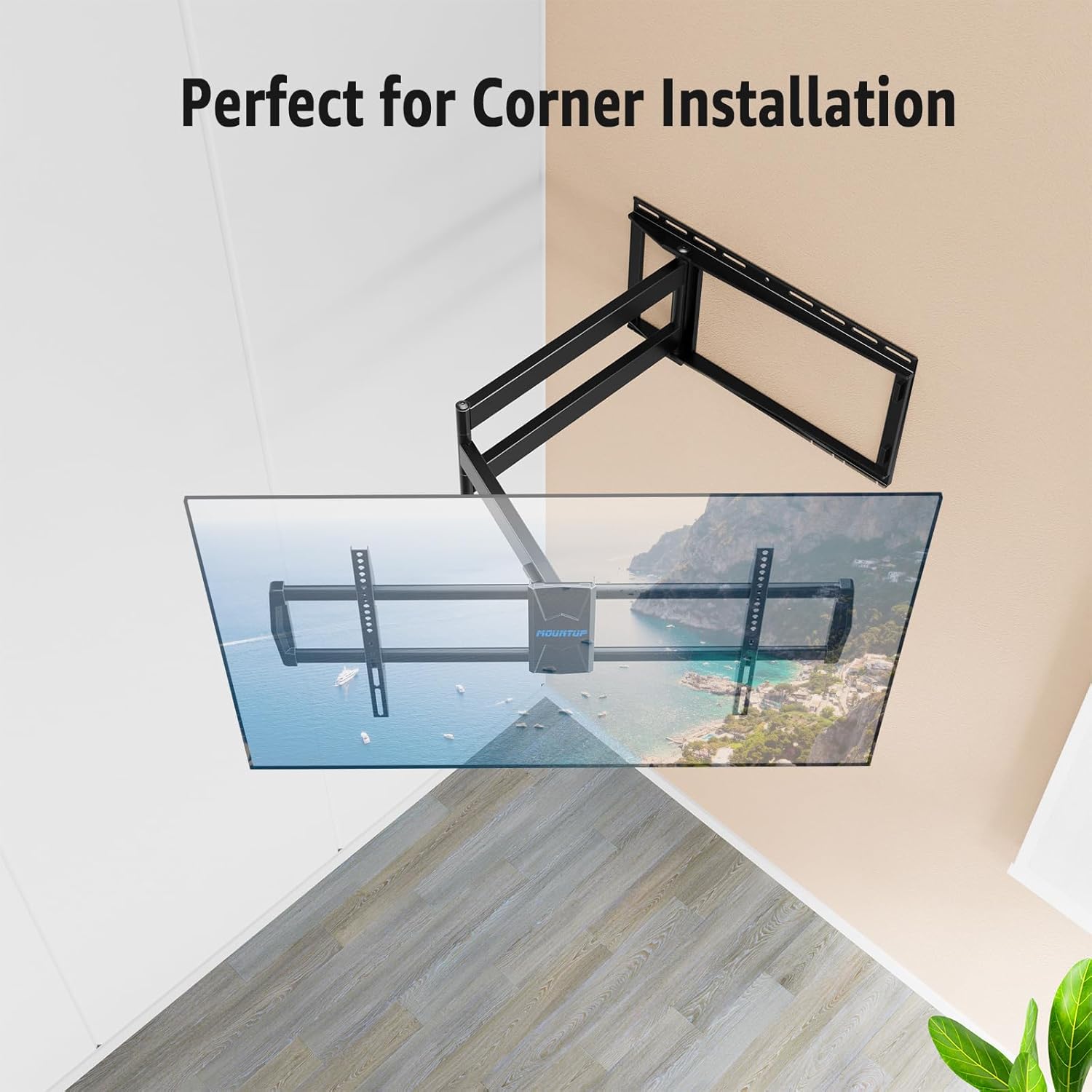 MOUNTUP Long Arm TV Wall Mount with 40’’ Extension, Full Motion TV Mount for Most 42''-90'' TVs, Corner Bracket with Swivel Tilt Max VESA 800x400mm Load Up to 150 LBS Fit 16/18/24'' Stud MU0059