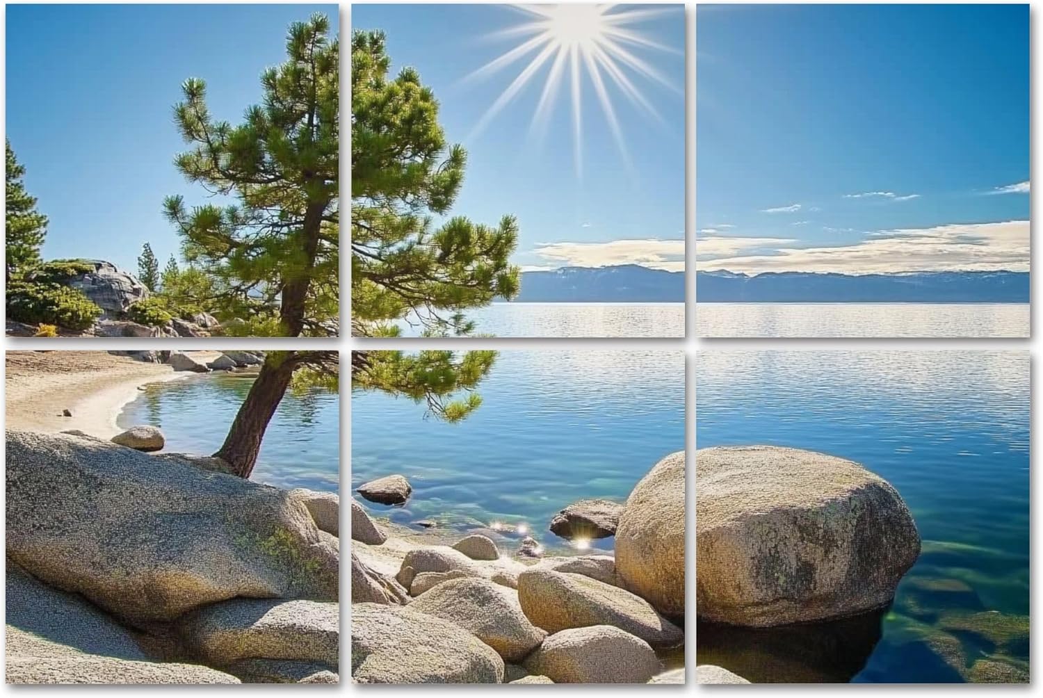 6 Pack Art Acoustic Panels Lake Tahoe Self Adhesive Decorative Soundproof Wall Panels Sound Absorbing Panel 72