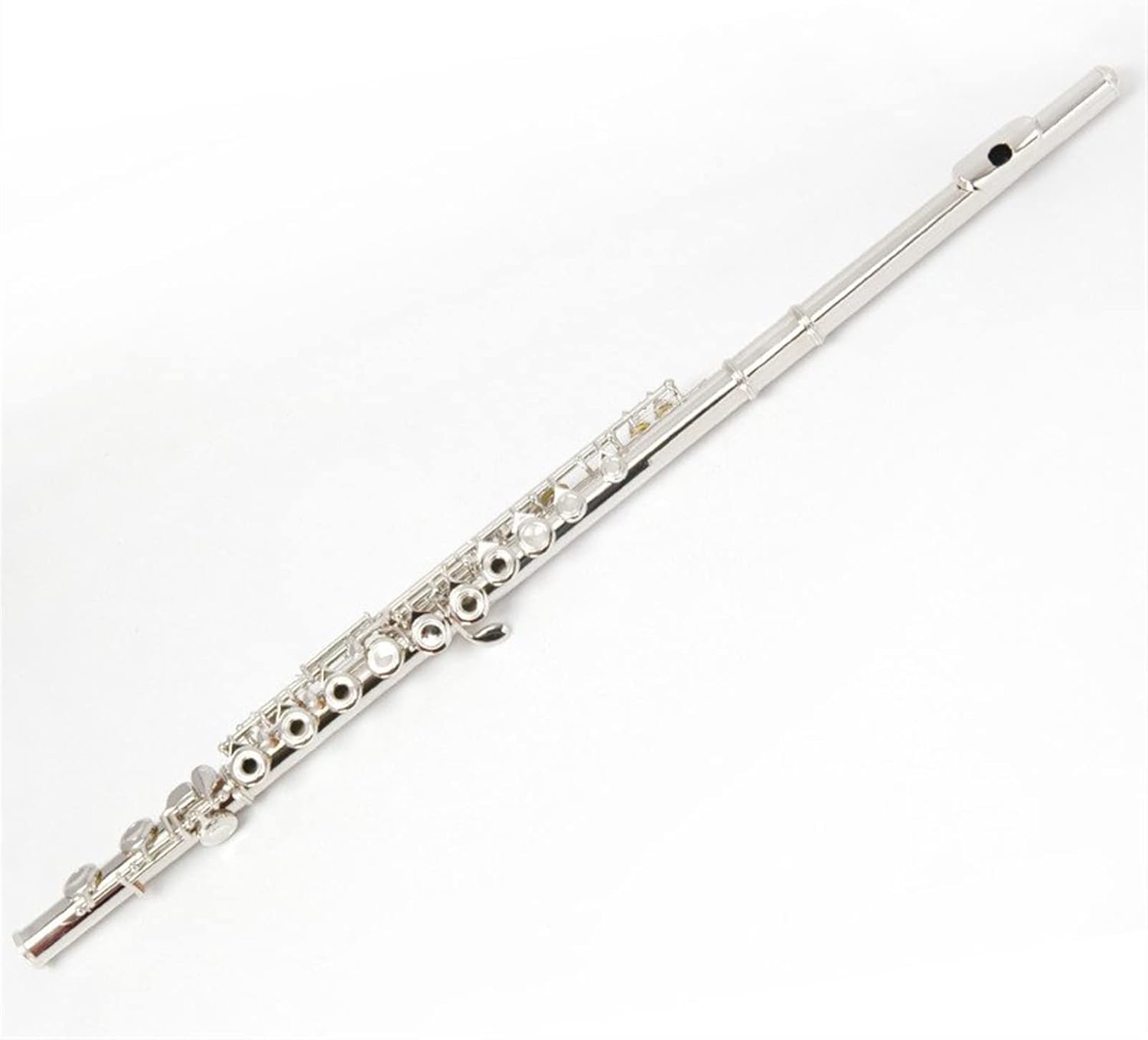 Flute Cupronickel Plated Silver 16 Holes C Key Woodwind Instrument with Gloves Padded Case Flutes (Color : 02)