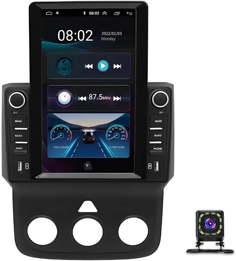 Car Stereo Radio for Dodge RAM 2013-2019 1500 2500 3500, 9.7inch Double Din Touch Screen Car Audio Stereo with Wireless w/carplay w/Android 13 Auto w/Bluetooth WiFi GPS 12Led Backup Camera, 2G+32G