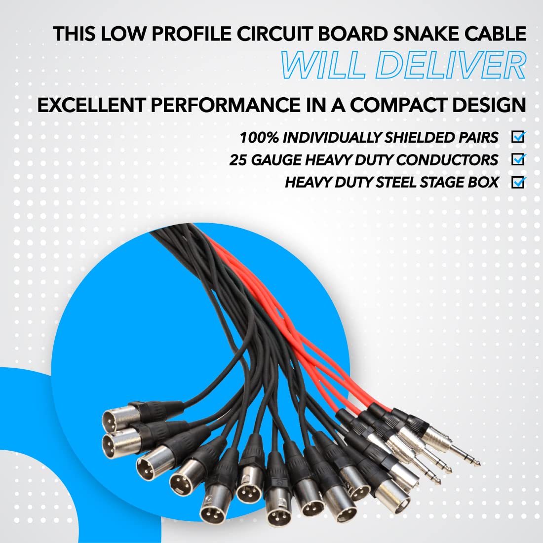 Seismic Audio - SAJLP-12x4x50-12 Channel 50 Foot XLR Low Profile Snake Cable with 4 TRS Returns - Circuit Board Snake for Recording, Stage, Studio PA DJ use