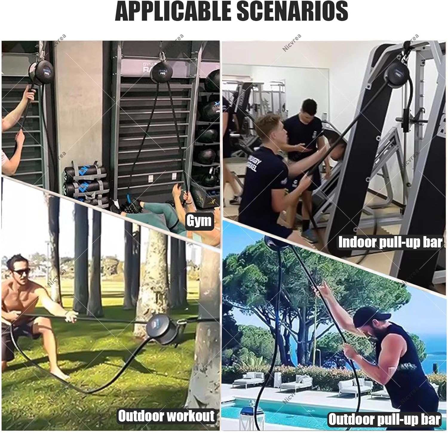 Endless Rope Pulley System, Steel Drum Mounts on Upright, Closed-Loop Nylon Rope, Home Gym Infinity Rope for Interval Resistance Training