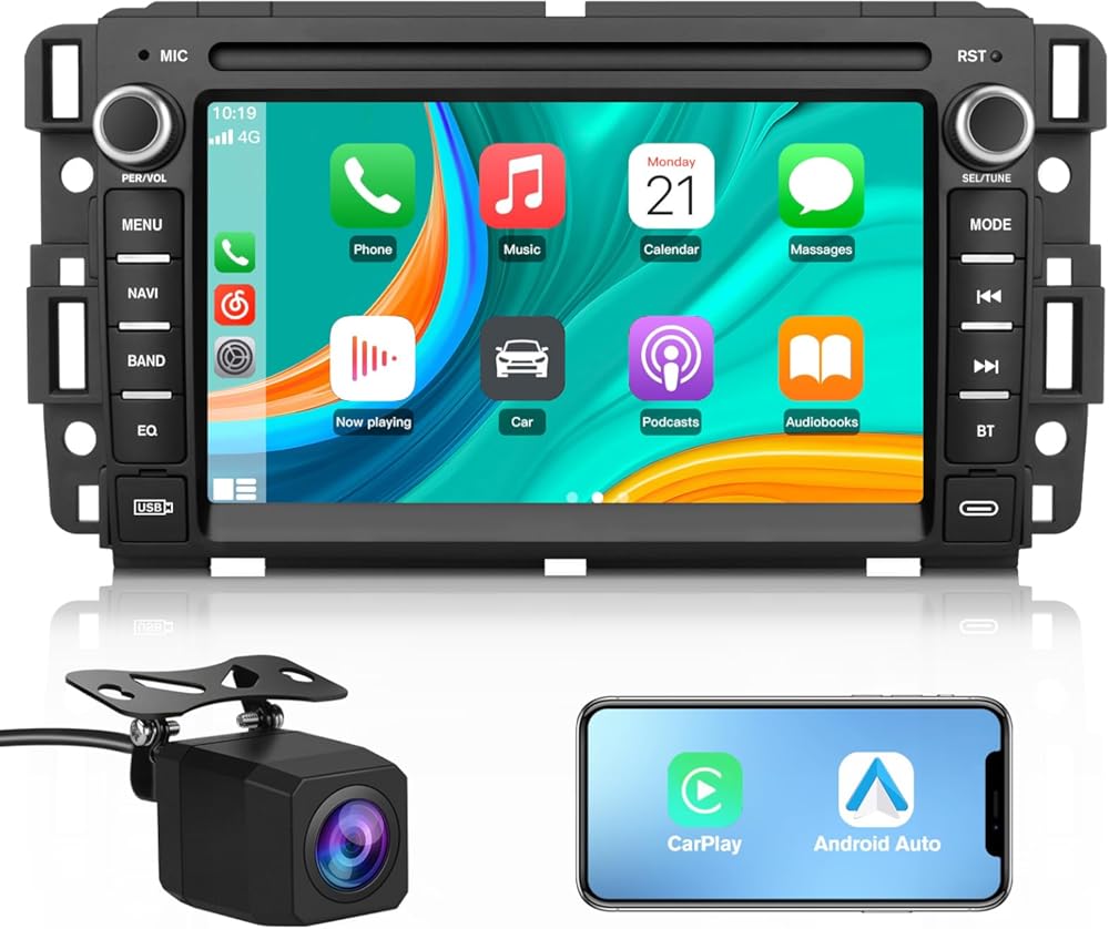 Car Radio Stereo for Chevrolet Silverado GMC Sierra Yukon 2007-2013 Android 13 CarPlay Android Auto GPS Navigation Bluetooth Touch Screen Head Unit with Backup Camera