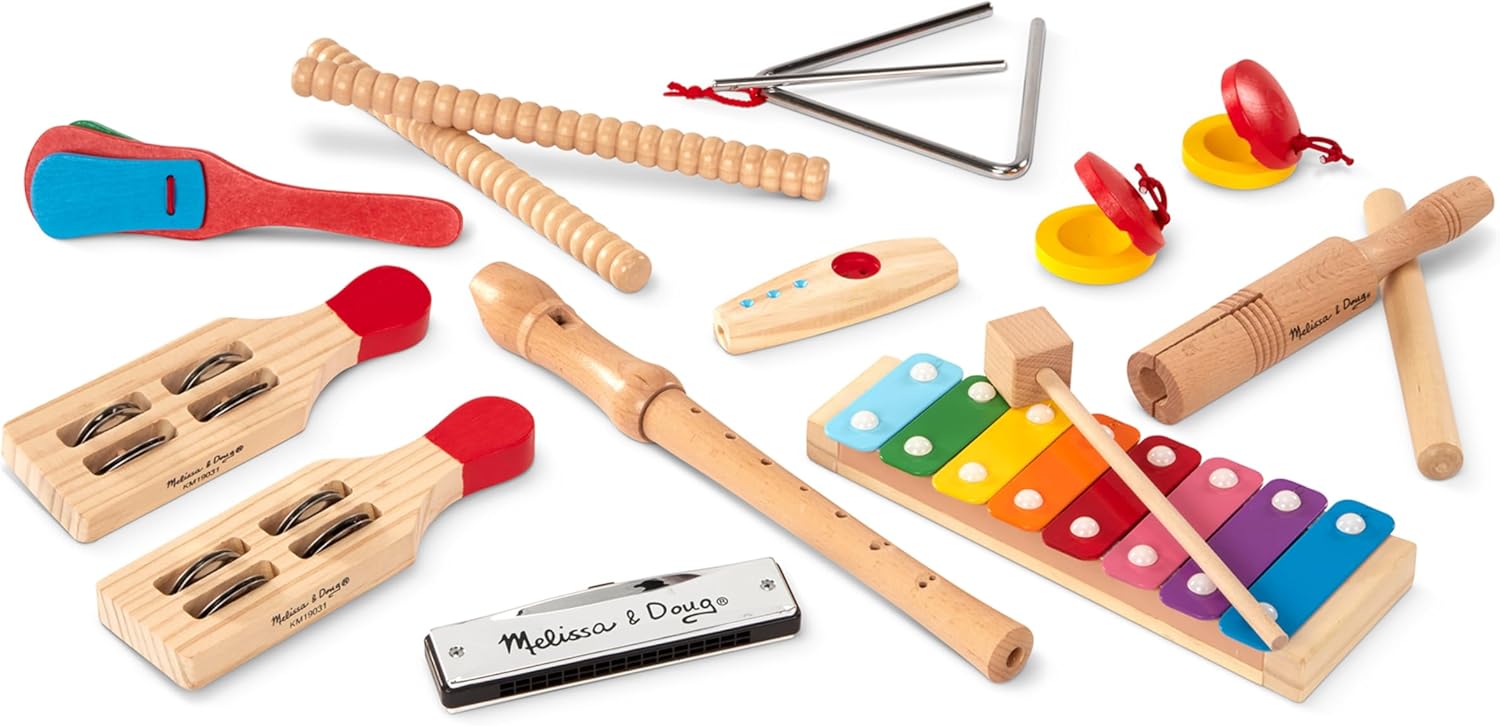 Melissa & Doug Deluxe Band Set with Wooden Musical Instruments & Storage Case