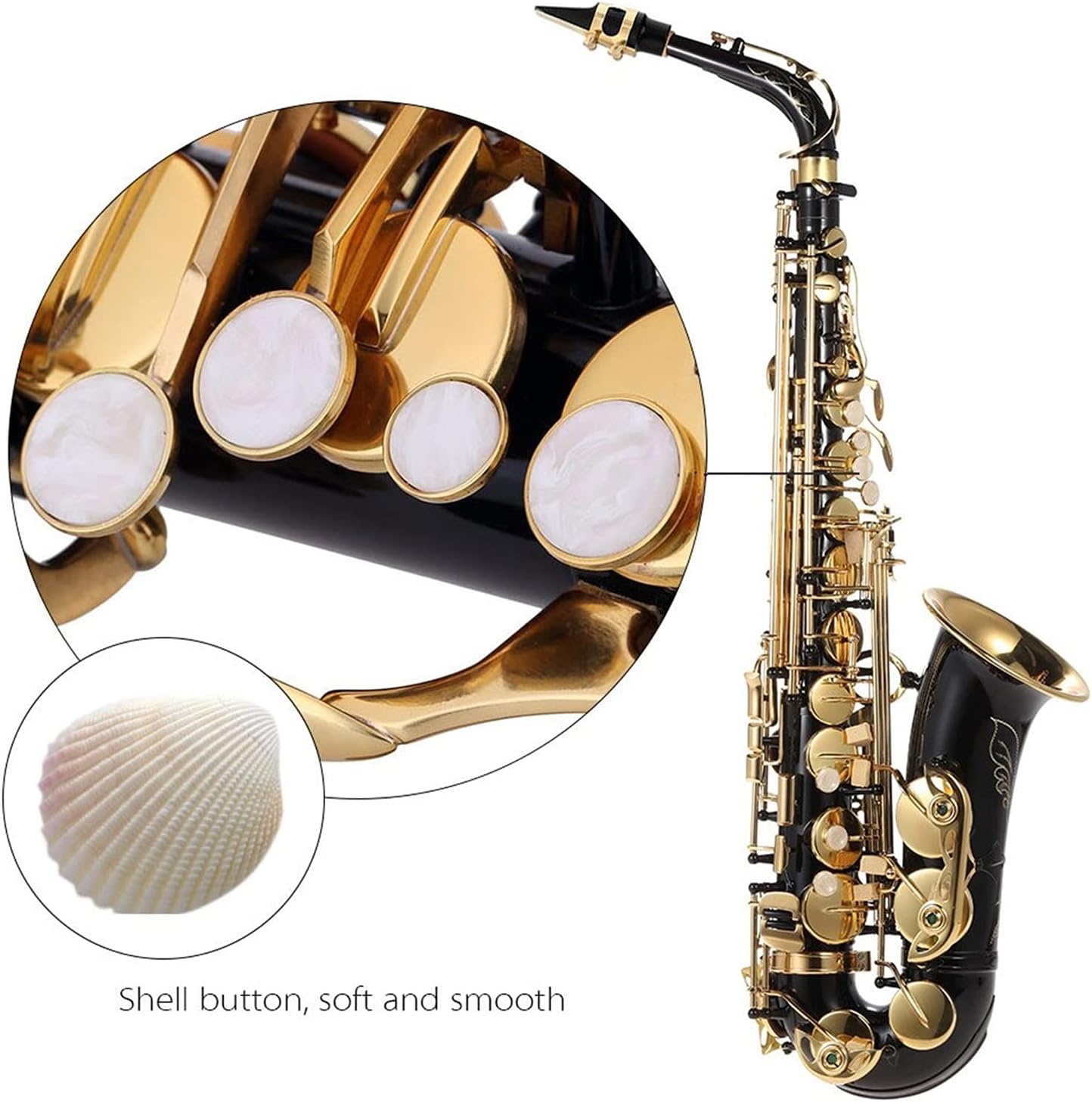 EB Alto Saxophone Brass Lacquered Gold E Flat Sax 82Z Key Type Woodwind Instrument with Gloves Strap Padded Case Student Saxophone