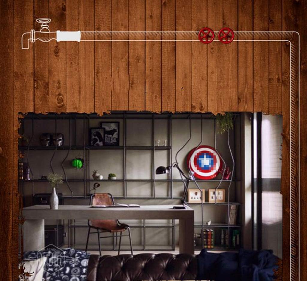 JHSLXD Vintage Bookshelf Loft Industry Water Pipe Shelf Creative Metal Wrought Iron Show Storage Rack L44W20H18CM,Retro Color