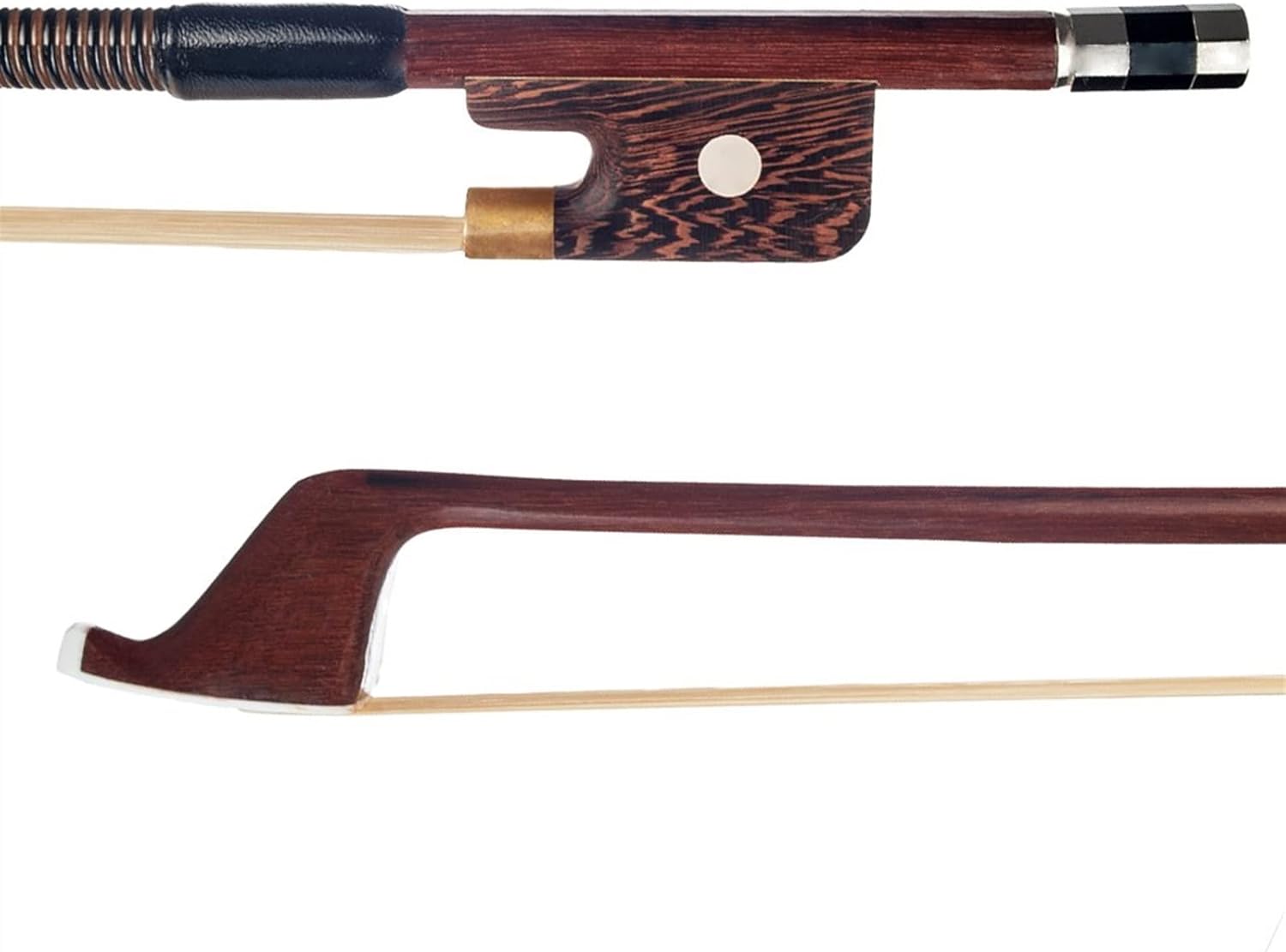 TSTS 4/4 3/4 1/2 1/4 1/8 Double Bass Bow Brazilwood Round Stick White Mongolia Horsehair Sheep Skin Full Size Violin Bow (Color : 3/4)