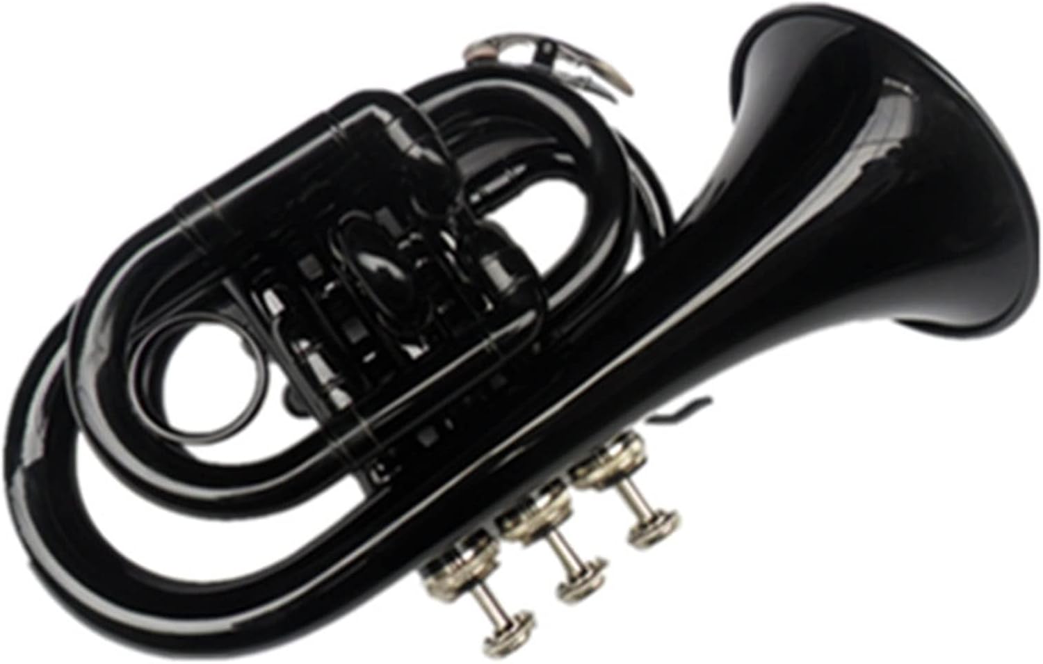 TSTS Western Brass Wind Instrument Children's Black/Blue Pocket Trumpet Adult Color Palm Horn B-Flat Pocket Trumpet Beginners (Color : 01)