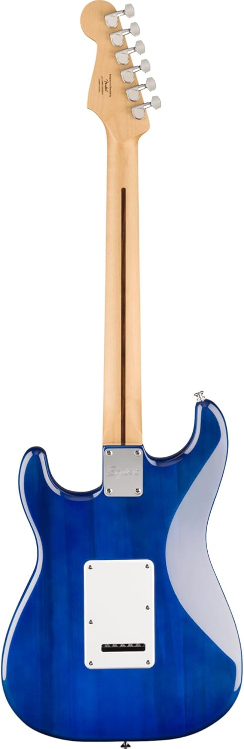 Fender Squier Sonic Stratocaster Pack - Sapphire Blue Transparent Bundle with Frontman 10G Amp, Gig Bag, Instrument Cable, Strap, Picks, and 3-Month Fender Play