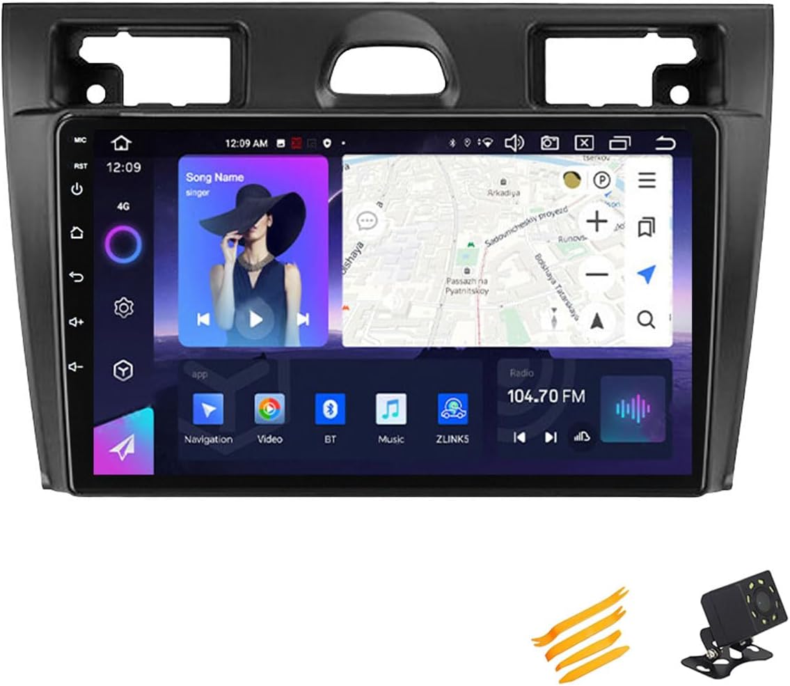 Android 13 Car Stereo Bluetooth Car Play 2 DIN Touch Screen Compatible with Ford Fiesta Mk5 2002~2008 9in QLED Display Car Radio with Navigation Android Auto FM RDS SWC,8 Core NF7 8G+256G