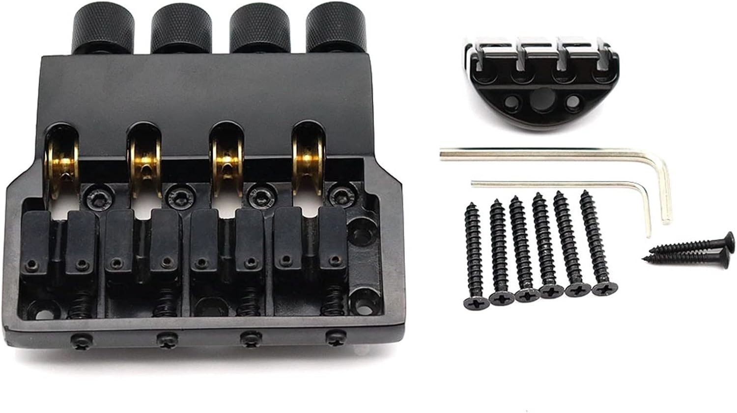 FLFL 1set Electric Bass Bridge Headless Bass String Bridge Ball String Saddle Black Guitar Bridge System