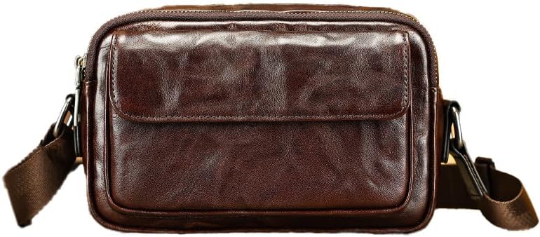 Anti-Theft Genuine Leather Sling Bag for Men Adjustable Strap Vintage Crossbody Messenger Bag Lightweight Secure