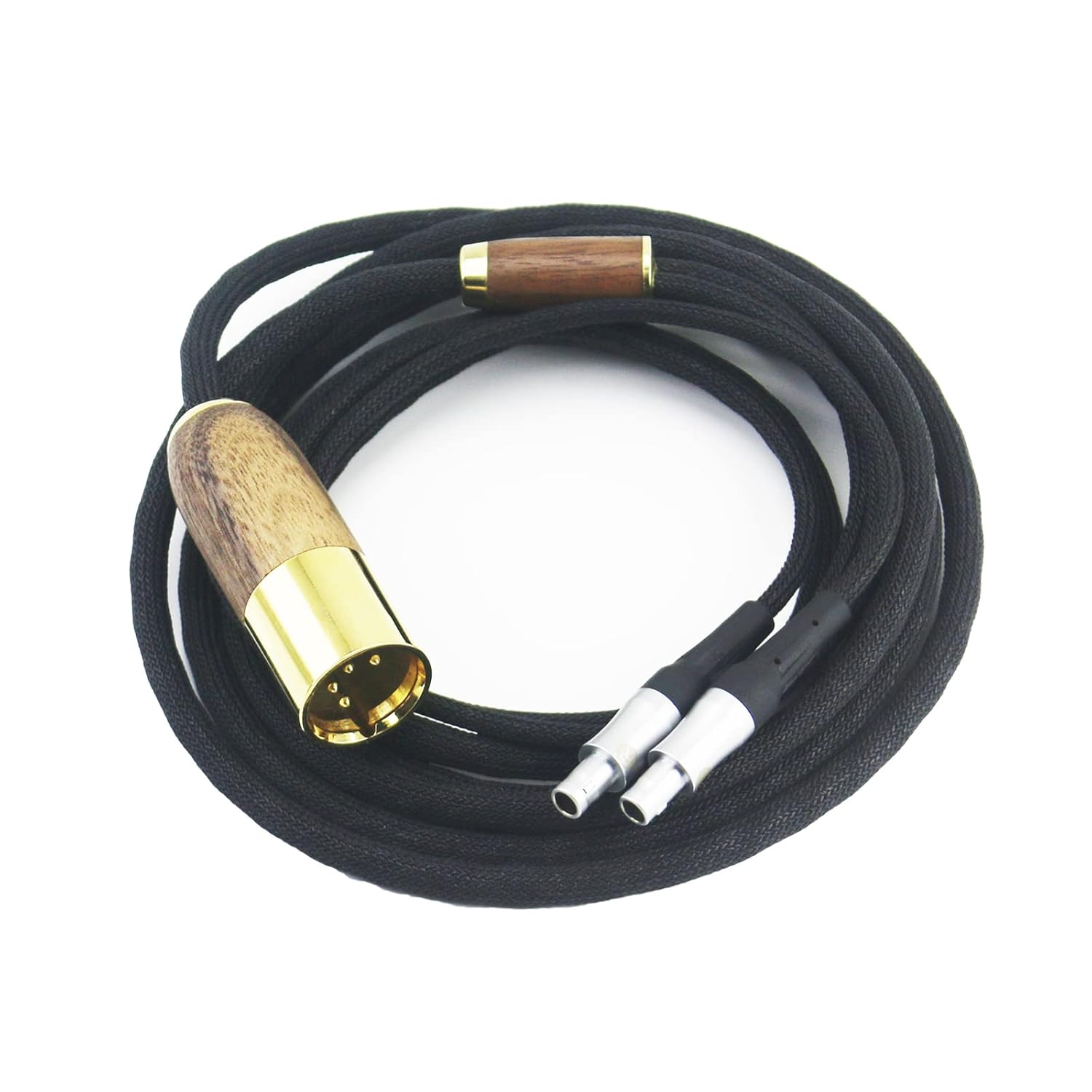 NewFantasia 4-pin XLR Balanced Cable 7N OCC Copper Single Crystal Silver Plated Cord Compatible with Sennheiser HD800, HD800S, HD820 Headphones Walnut Wood Shell 3m/10ft