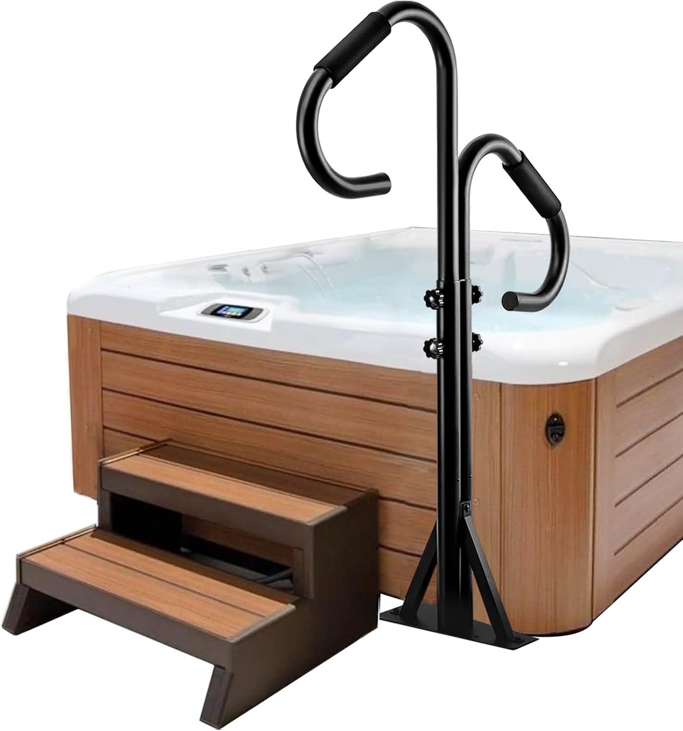 Two-Way Hot Tub Handrails w/Slide-Under Mount Base ，360° Swive SPA Handrail w/Adjustable Height 48-57