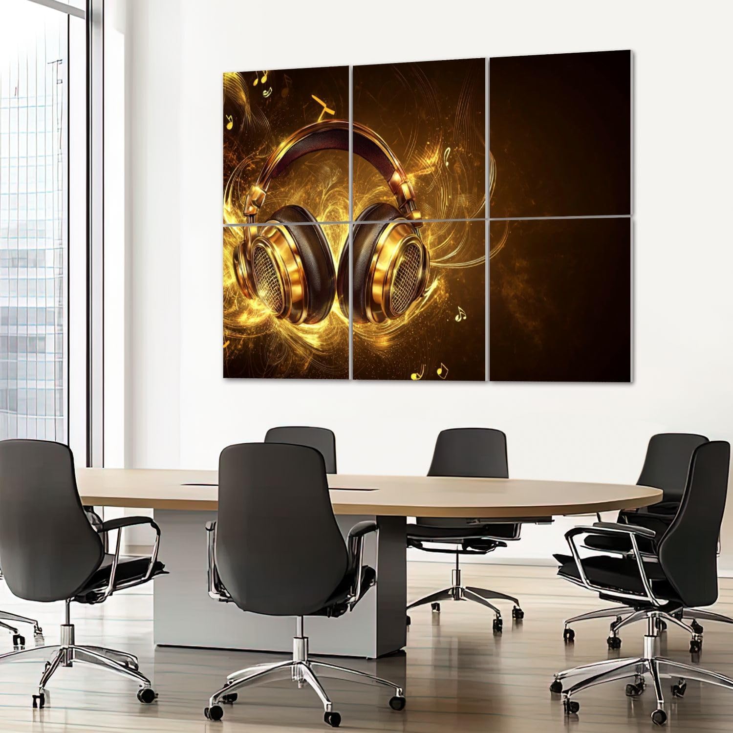 6 Pack Art Acoustic Panels Sound Absorbing Music Gold Metal Microphone Musical Note Golden Headphones Notes Decorative Soundproof Wall Panels Self Adhesive for Recording Studios Office 72