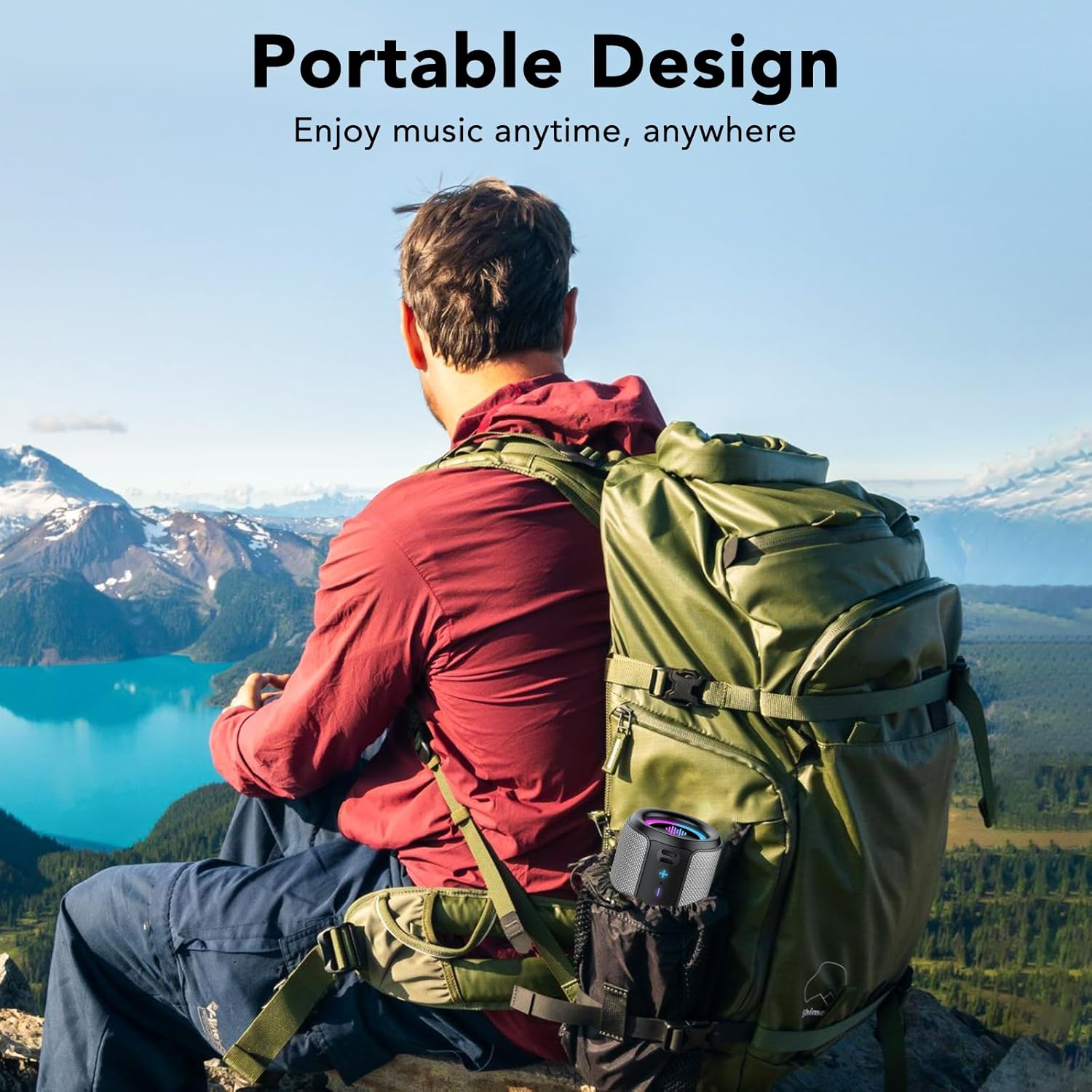 Portable Bluetooth Speaker with Lights, Bluetooth 5.4 Speaker, Powerful Crystal Clear Sound,All Day Playtime,15W Loud Stereo Sound, IPX7 Waterproof,TWS pairing for Outdoor/Home/Party/Travel,Gray