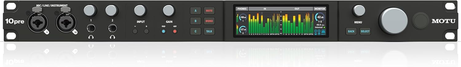 MOTU 10pre 26x28 Thunderbolt 4/USB4 audio interface for Mac, Windows and iOS with 10 mic inputs