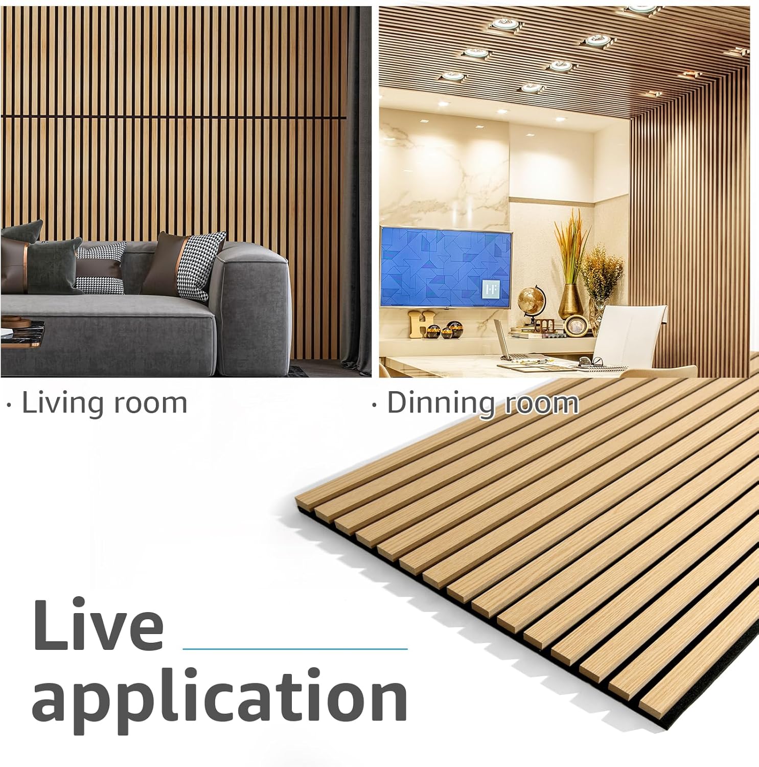 Art3d 4 Pack 47.2 x 23.6in. Wood Slat Acoustic Panels for Wall and Ceiling - 3D Fluted Sound Absorbing Panel with Wood Finish - Oak