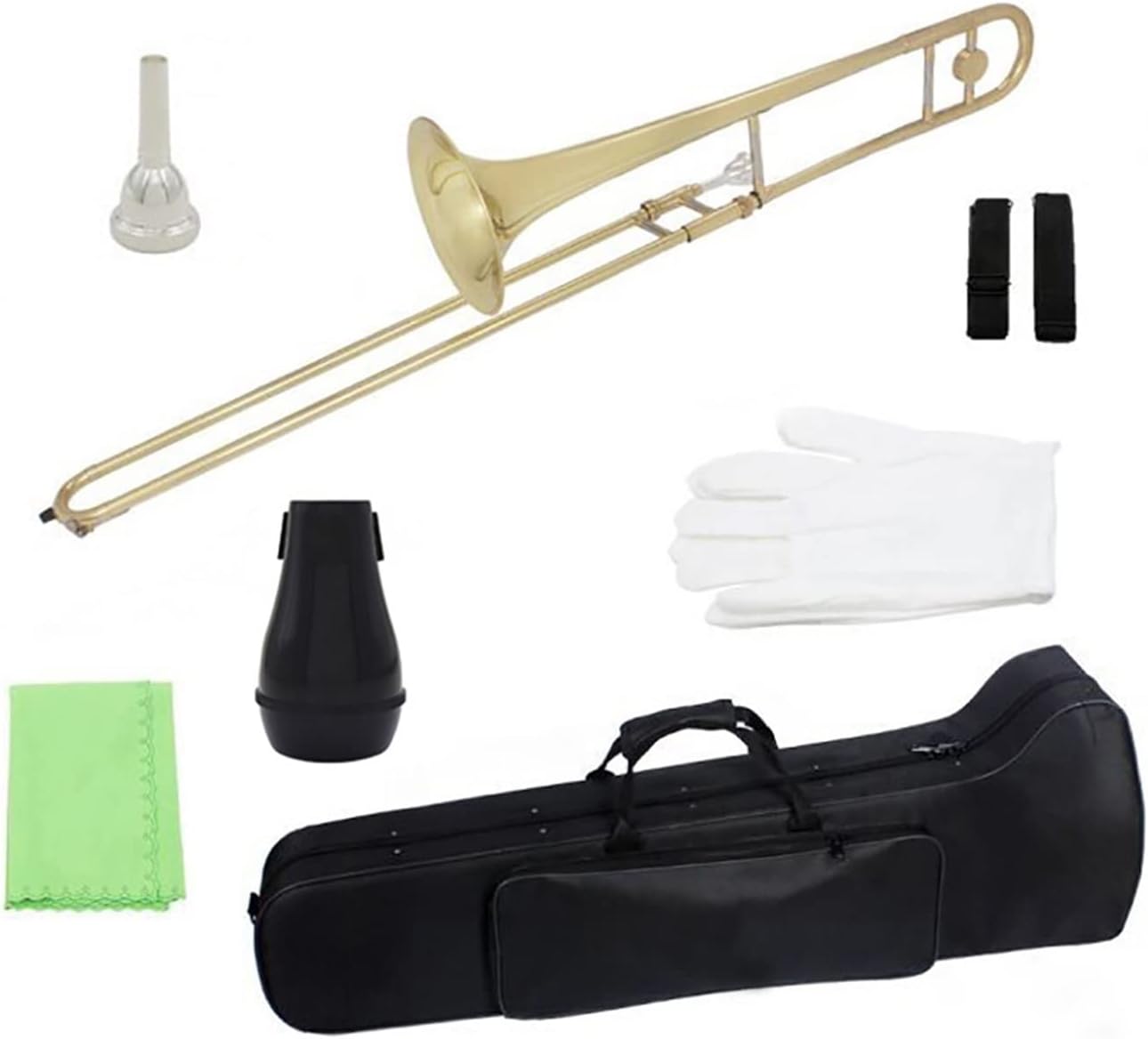 FLFL Student Trombone Alto Trombone Golden Silver Trombone Tube Brass Material (Color : Gold)