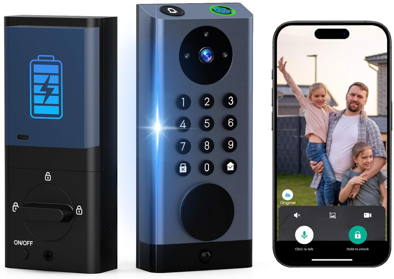 Anweller Smart Door Lock with Camera, WiFi Deadbolt with Video Doorbell, Fingerprint Biometric Electronic Keyless Entry Front Door Lock with Code Keypad for Exterior Doors, 10000mAh Battery