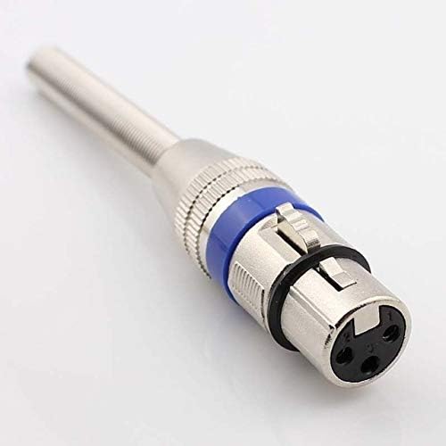 Davitu Electrical Equipments Supplies - 30pcs XLR Audio Cable Connector 3pin KTV Microphone Plug Blue Circle Long Tail Male and Female With Long Spring - (Color: Female)