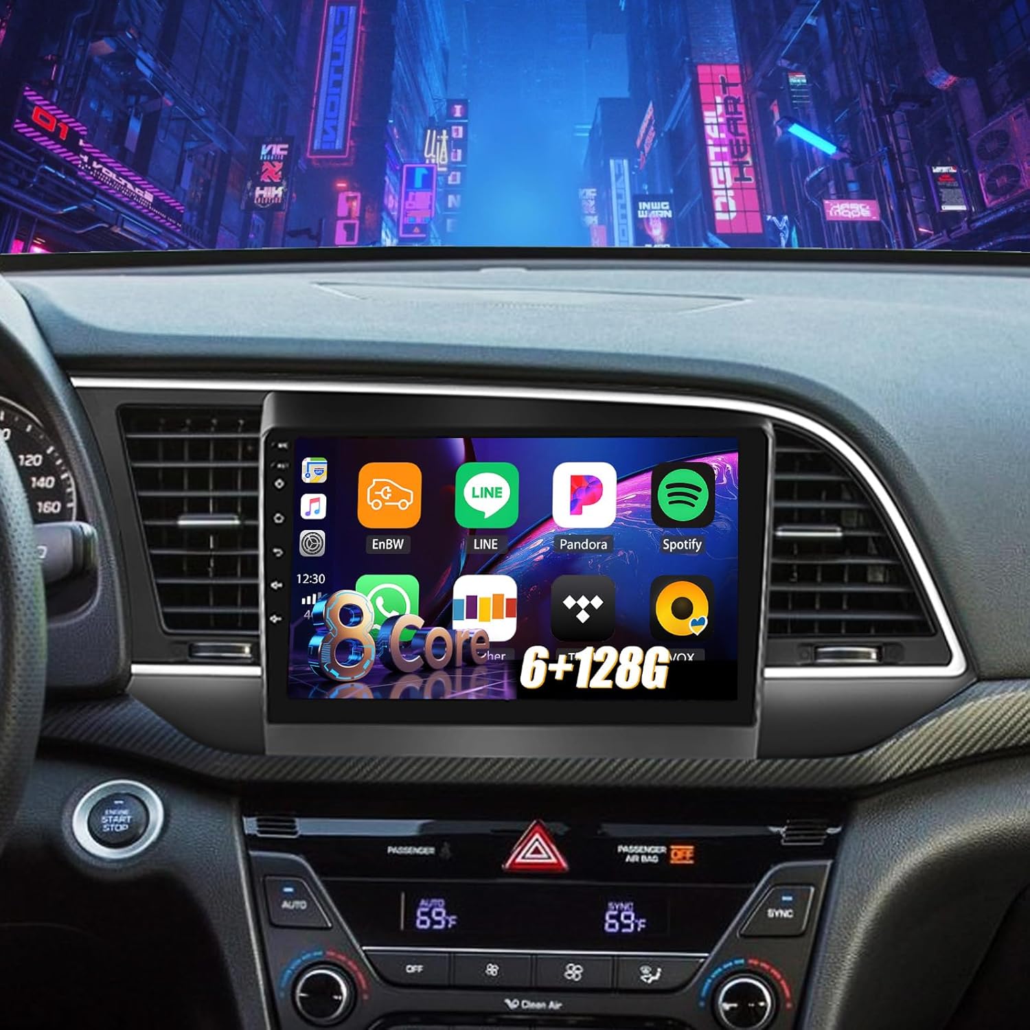 6+128G 8 Core Android 15 Car Stereo for Hyundai Elantra (AD) 2016-2018 with Wireless CarPlay Android Auto, 9'' Touchscreen with WiFi GPS Mirror Link Bluetooth FM RDS DSP EQ SWC Backup Camera