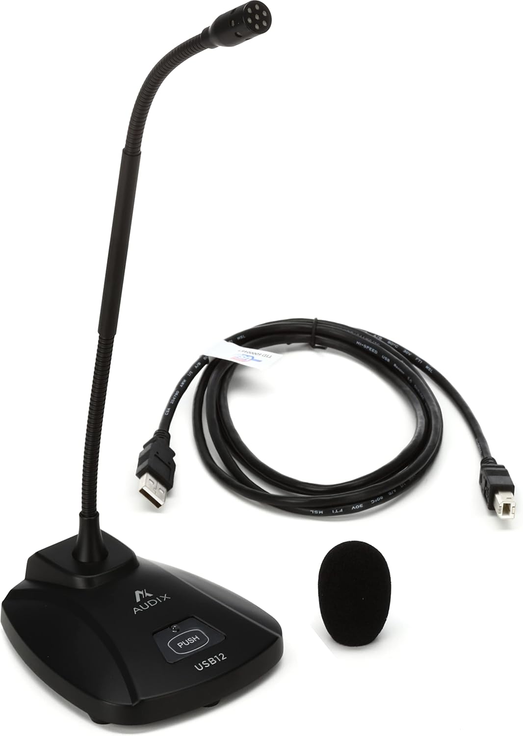 Audix USB12 Plug and Play USB Zoom Microphone for Mac/PC with 12-inch Gooseneck Mic - Black