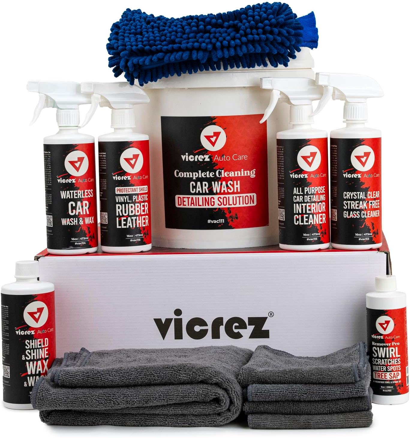 Vicrez Auto Care vac111 Complete Cleaning Car Wash Detailing Solution 13-Piece Kit