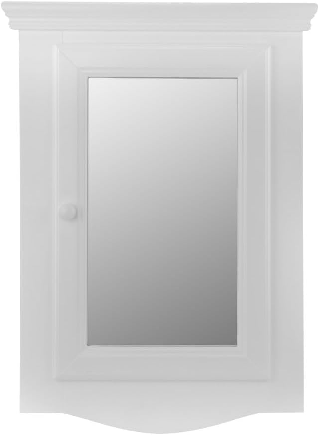 Renovators Supply Manufacturing White Corner Wall Mount Medicine Cabinet with Mirror Wooden Bathroom Storage 27 X 20 Inches Double Shelf Storage Cabinet Pre-Assembled with Hardware