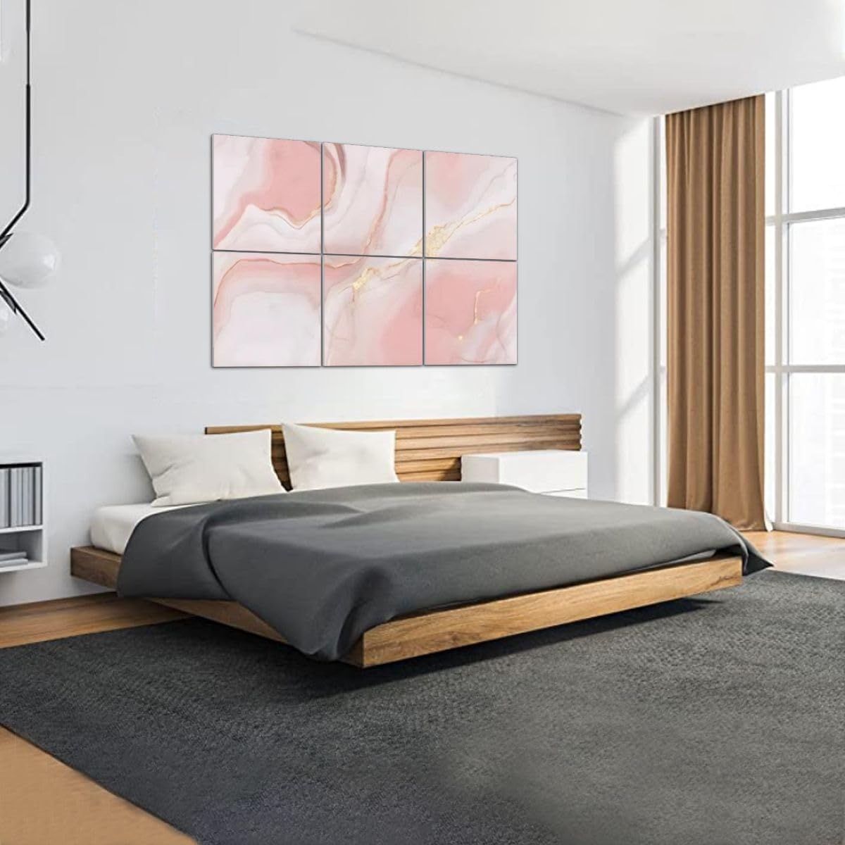 6 Pack Art Acoustic Panels Pink Marble Rose Soundproof Wall Panels Padding Decorative Sound Absorbing Panels 72